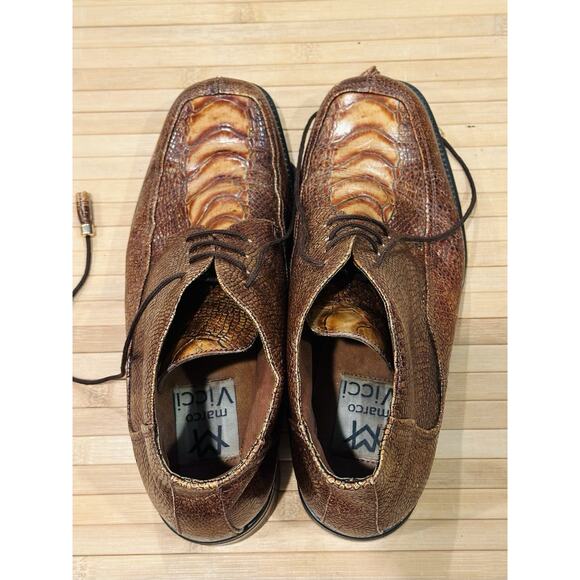 Marco Vicci Brown Crocodile Boots Freetown Lace Up Men’s 9 M Stunning - Picture 9 of 12